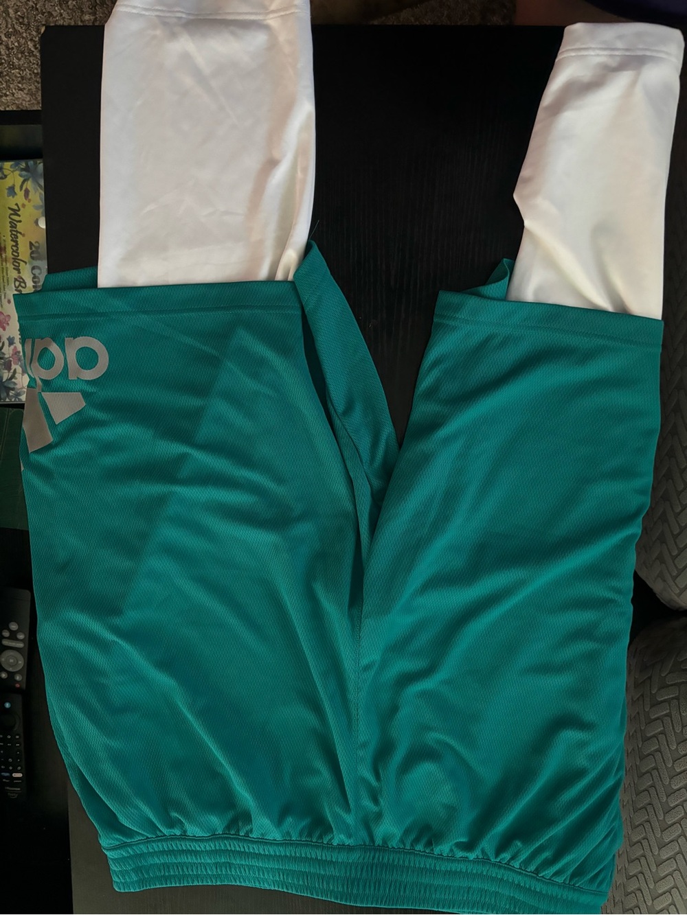 Adidas Teal Athletic shorts with compression tights built in